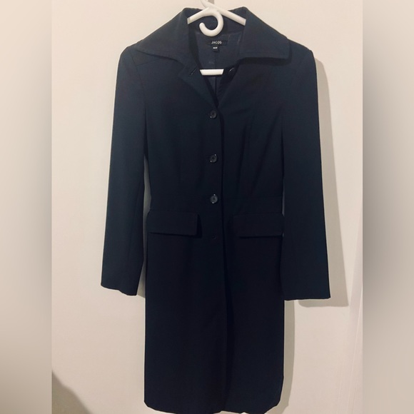 Women black fitted coat (redingote style) XS - Picture 1 of 3